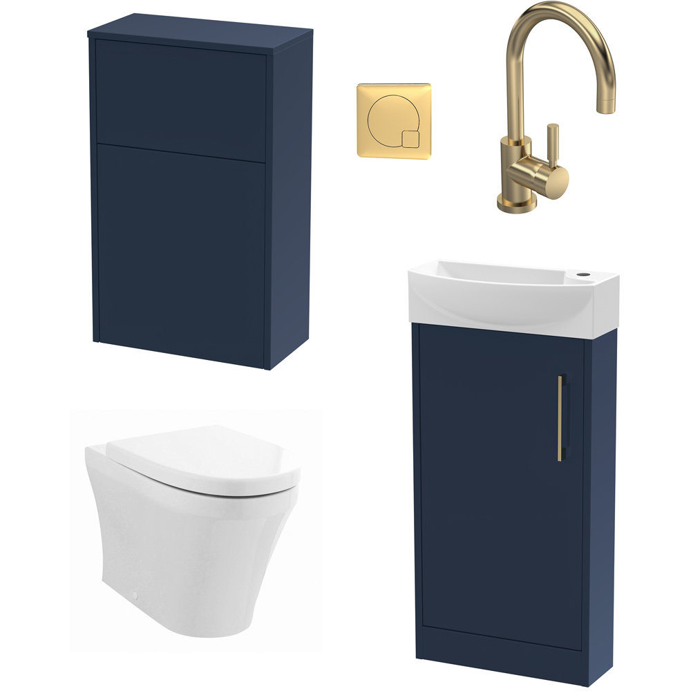Hudson Reed Juno 440mm Midnight Blue Floor Standing Unit with WC and Tap Image 1
