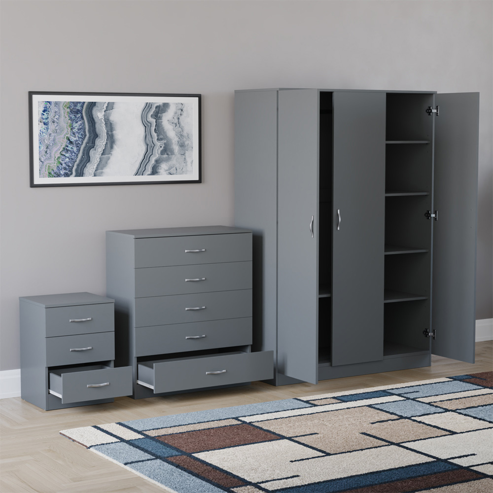 VIDA DESIGNS Riano Grey 3 Piece Bedroom Furniture Set Image 4