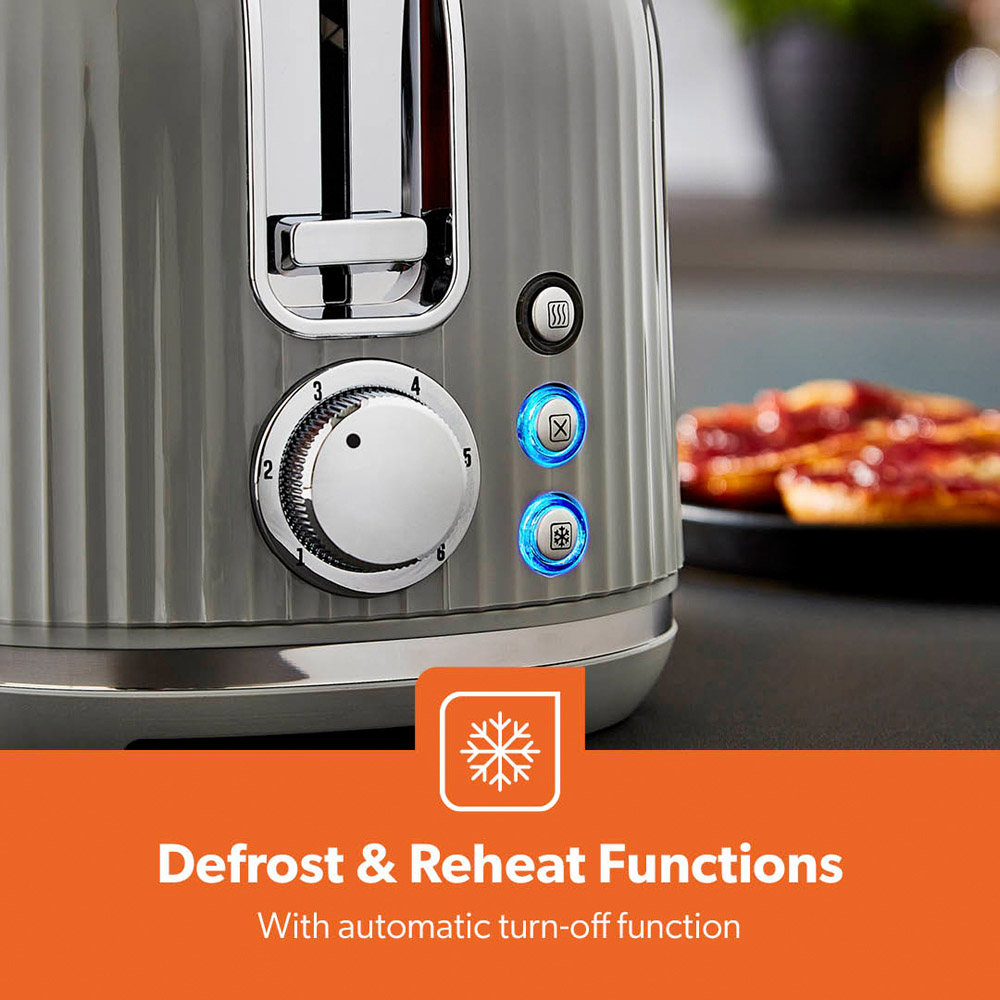 Geepas GBT36558UK-GR Grey Fluted 2 Slice Toaster 1000W Image 4