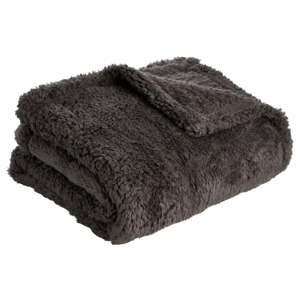 Wilko Charcoal Teddy Throw 130 x 170cm Wilko