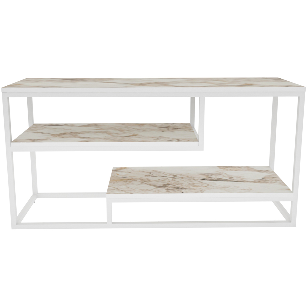Decorotika Lorin 3 Shelf White Marble TV Unit Image 2