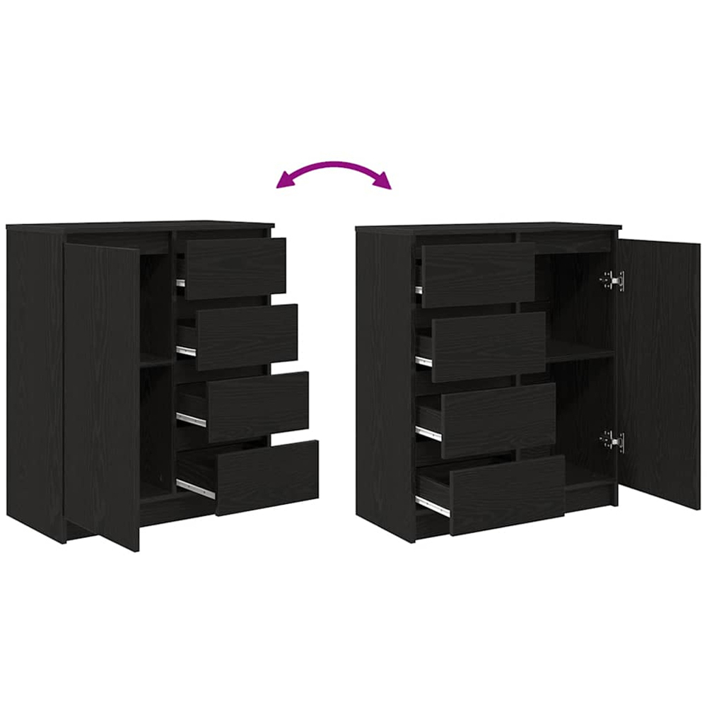 vidaXL Single Door 4 Drawer Black Wooden Sideboard Image 8