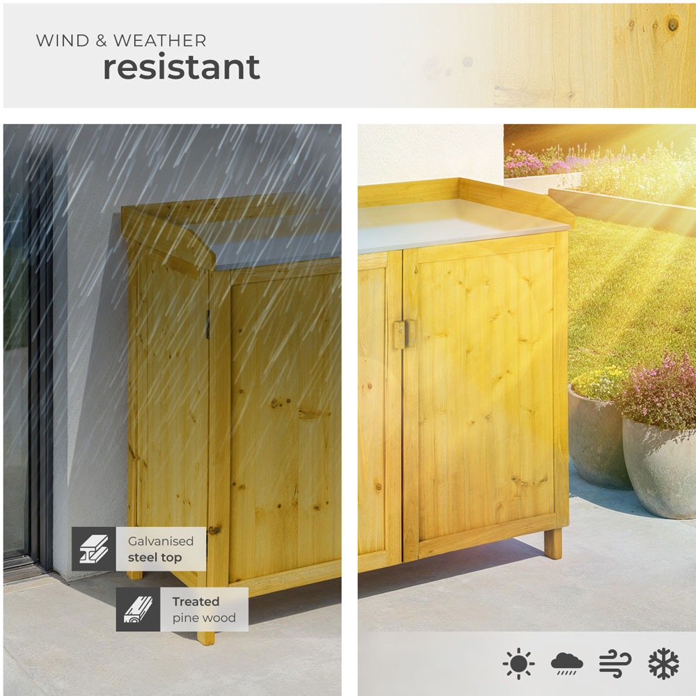 tectake Vita 2 Door Garden Storage Cabinet with Galvanised Zinc Worktop Image 5