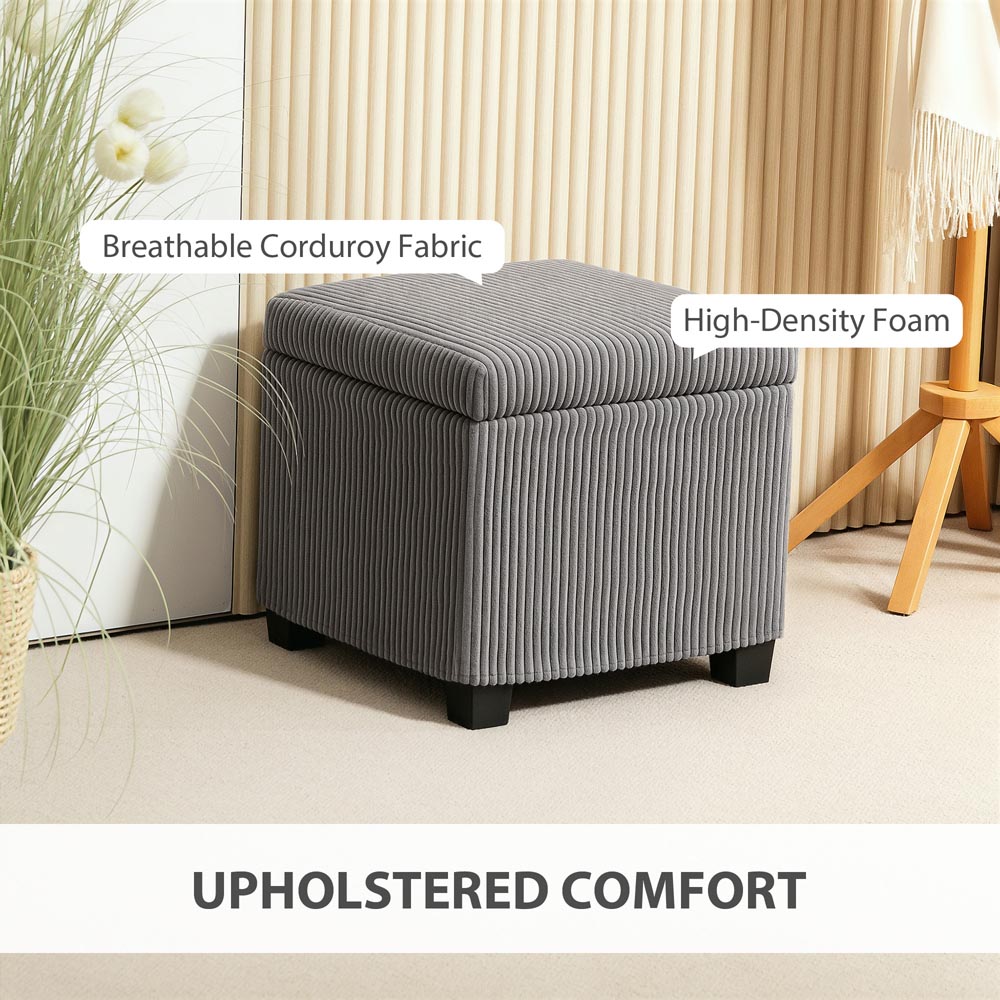 HOMCOM Grey Ottoman Footstool with Removable Lid Image 8