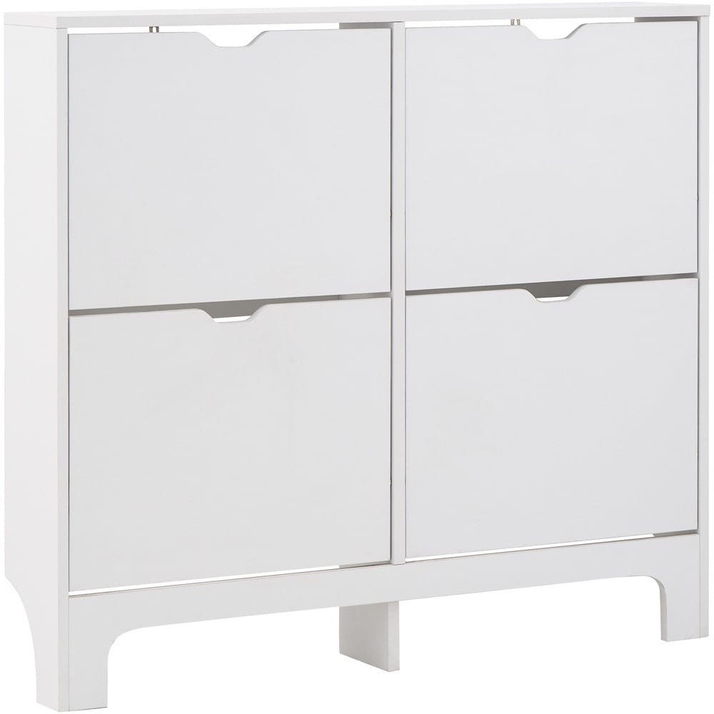 GFW White Narrow 4 Drawer Shoe Cabinet Image 4