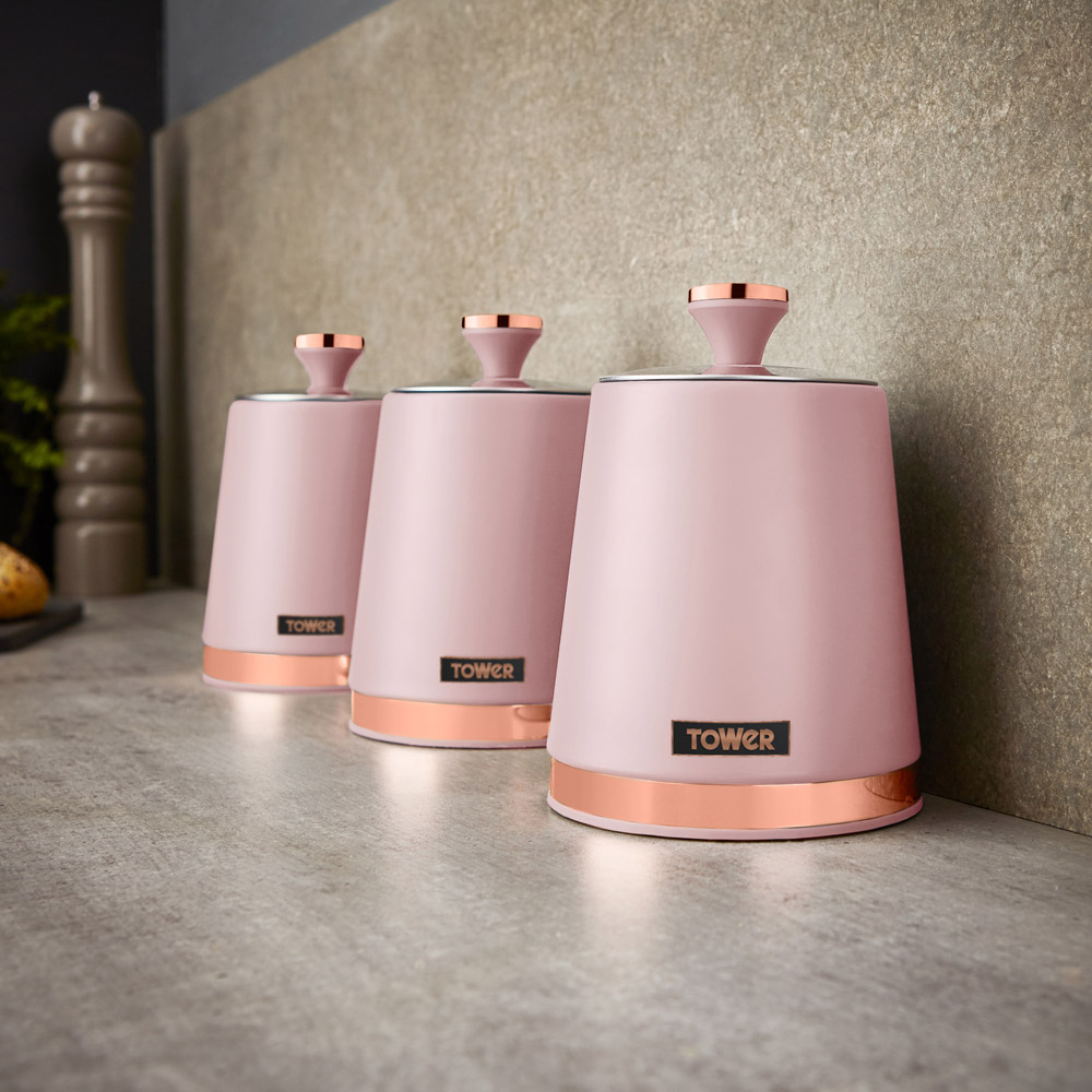 Tower 3 Piece Cavaletto Pink Canister Set Image 2