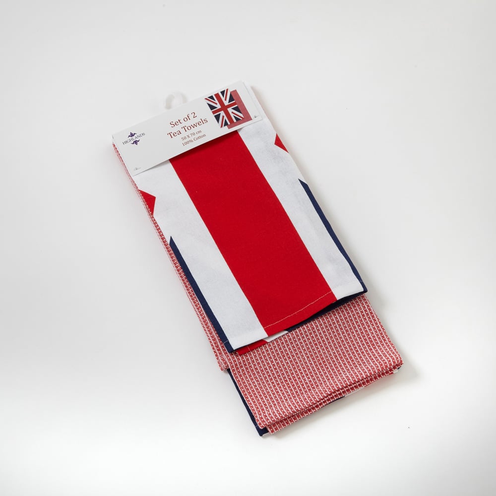Highlands Homeware Union Jack Kitchen Towel 2 Pack Image 2