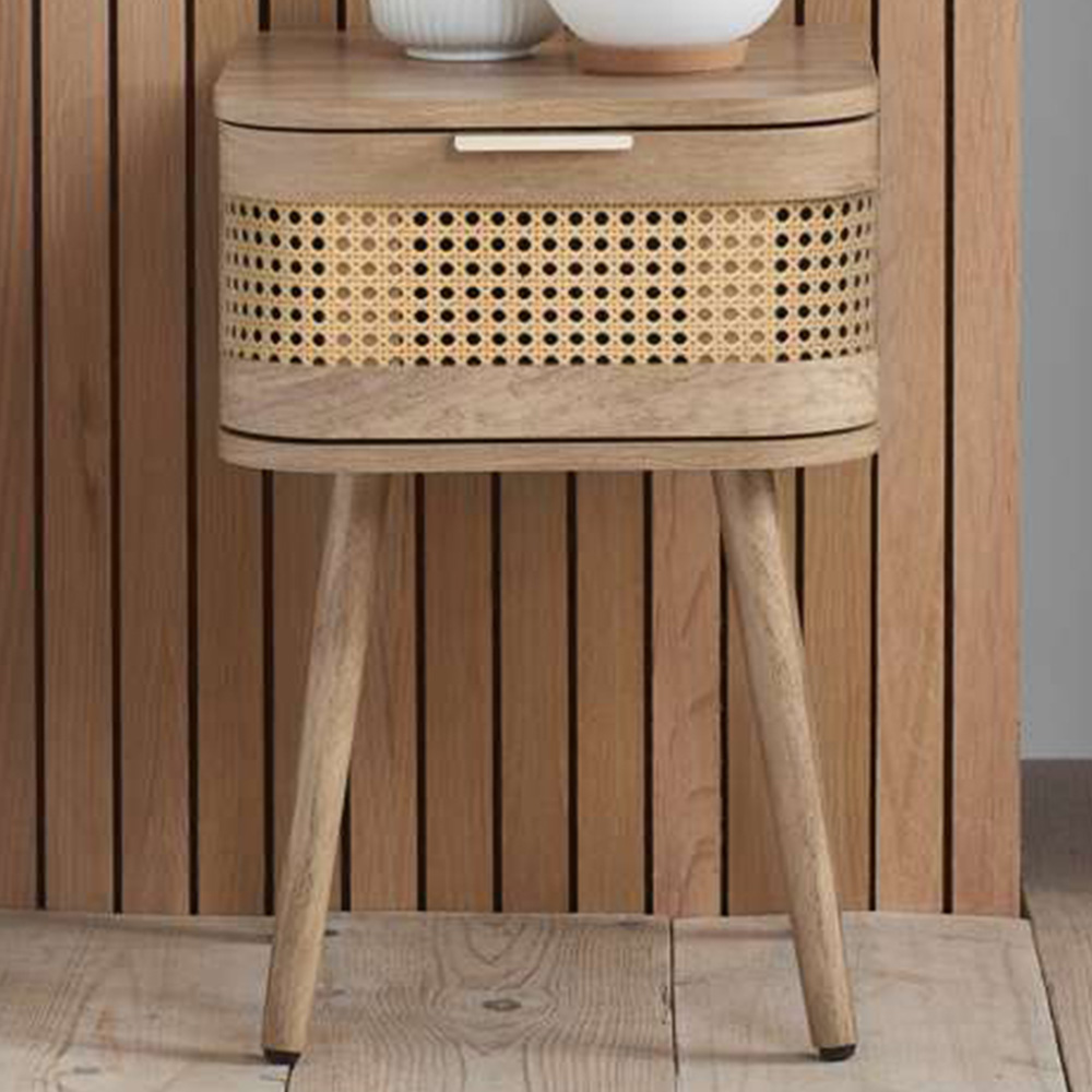 Birlea Noah Single Drawer Rattan Effect Bedside Table Image 1