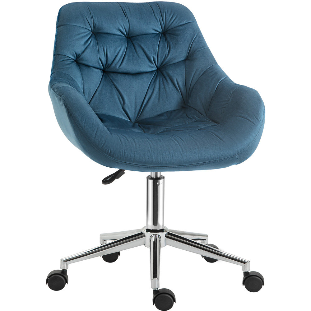Portland Blue Velvet Swivel Office Chair Image 2