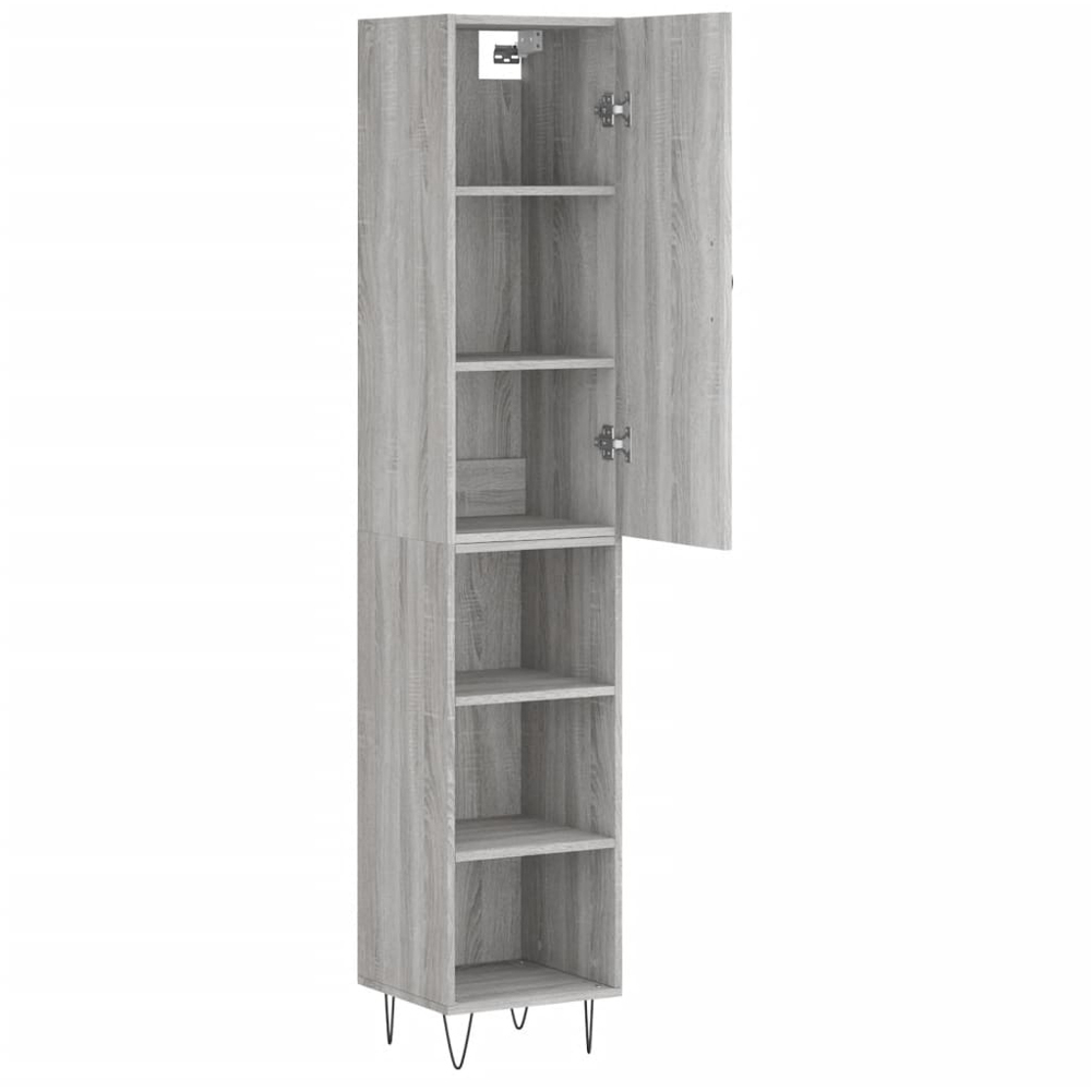 vidaXL Single Door 3 Shelf Grey Sonoma Highboard with Hairpin Legs Image 4