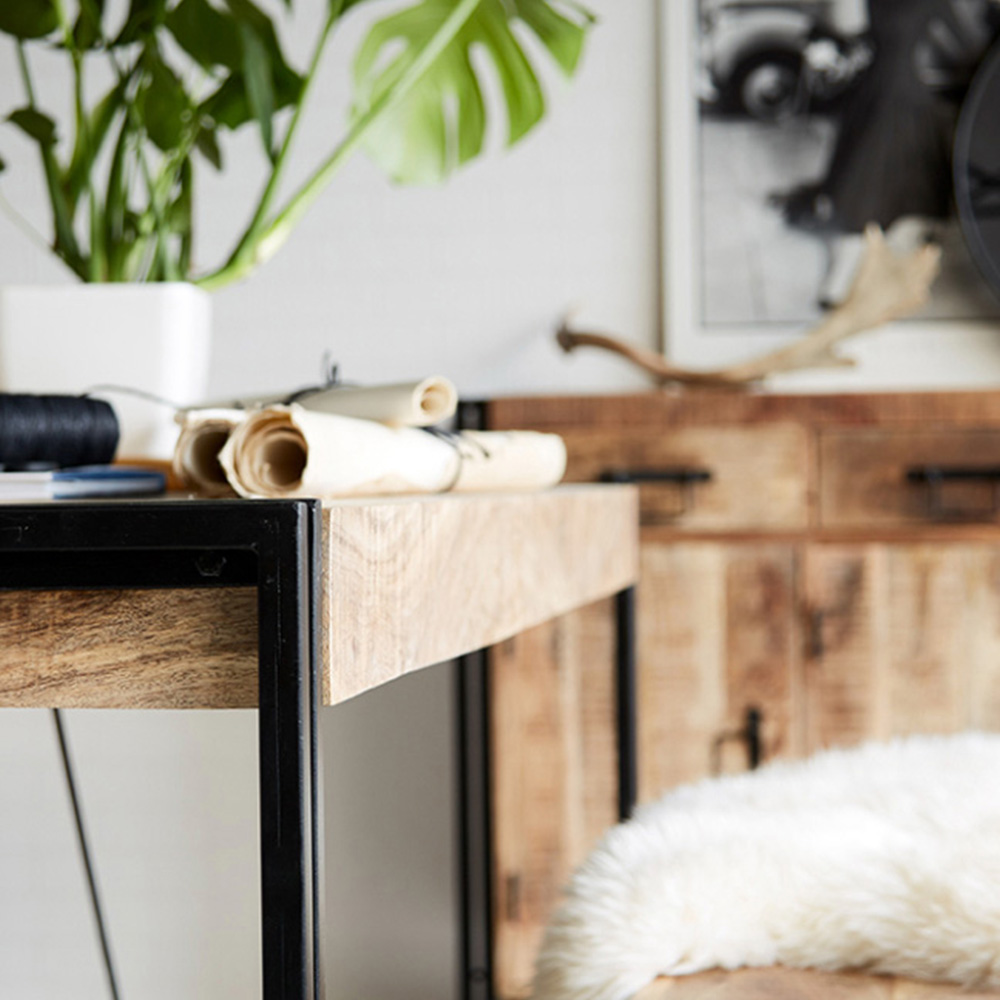 Brooklyn Carnaby 4 Seater Industrial Metal and Wood Dining Table Image 3