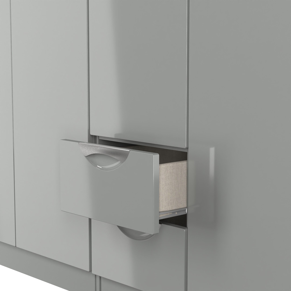 Crowndale Camden 5 Door 2 Drawer Grey Gloss and Dusk Grey Wardrobe Ready Assembled Image 7