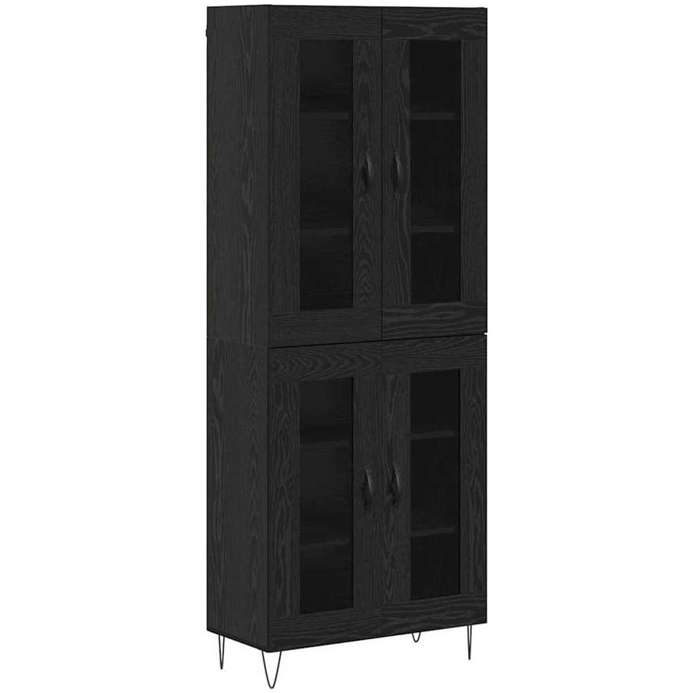 vidaXL 4 Glass Door Black Oak Sideboard Image 2