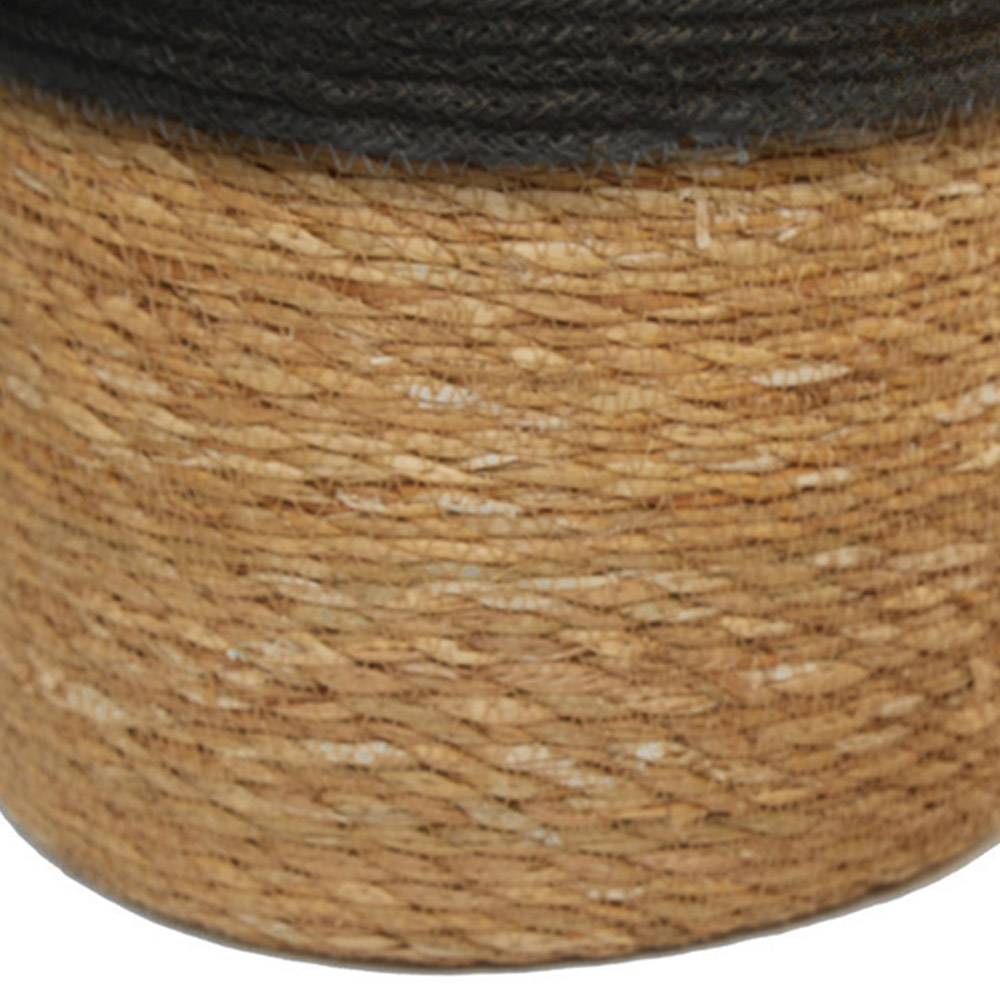Premier Housewares Natural and Black Round Seagrass Basket Set of 3 Image 5