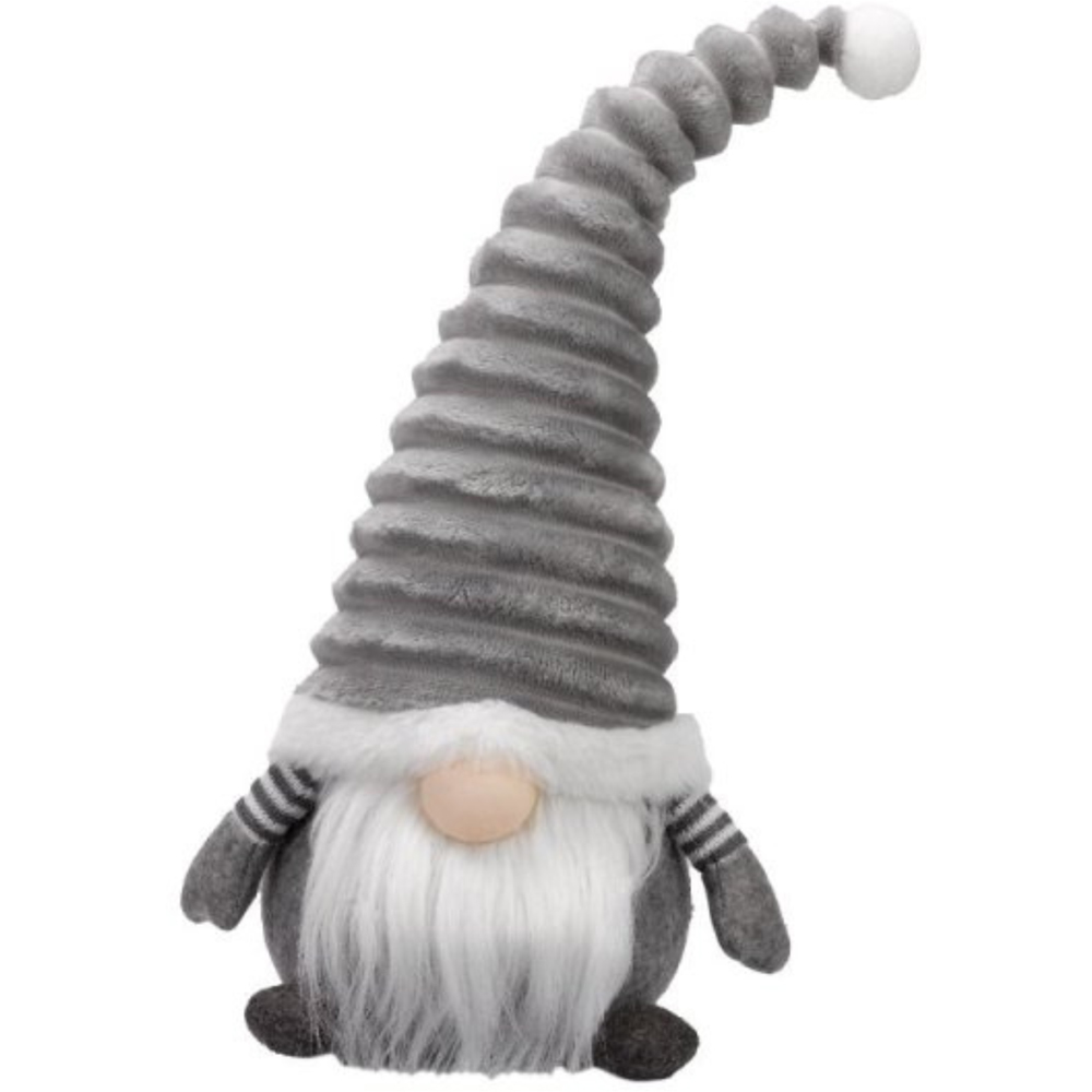 Samuel Alexander Grey Plush Sitting Gonk Christmas Decoration with Grooved Hat 40cm Image 1