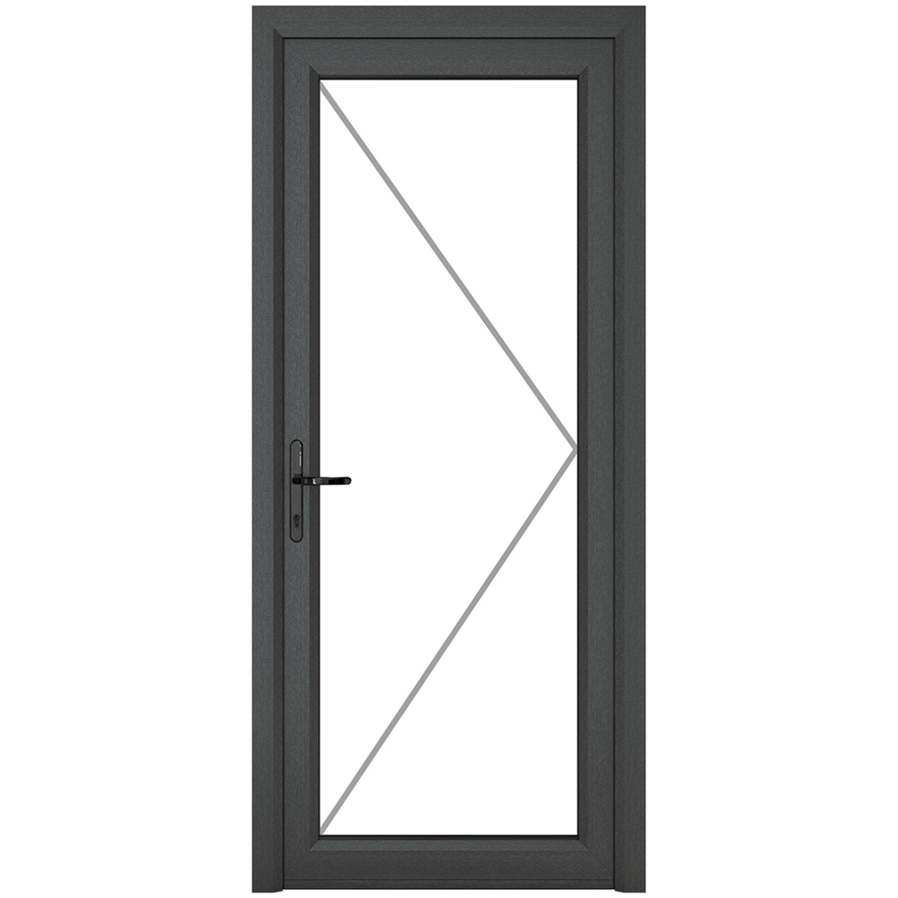 Crystal uPVC Double Glazed Grey White Door Full Glass Right hand Clear Glass 890x2090mm Image 2