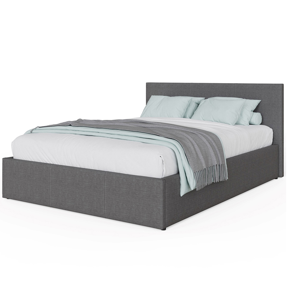 GFW Small Double Grey Hopsack Fabric Side Lift Ottoman Bed with Bonnell Mattress Image 3