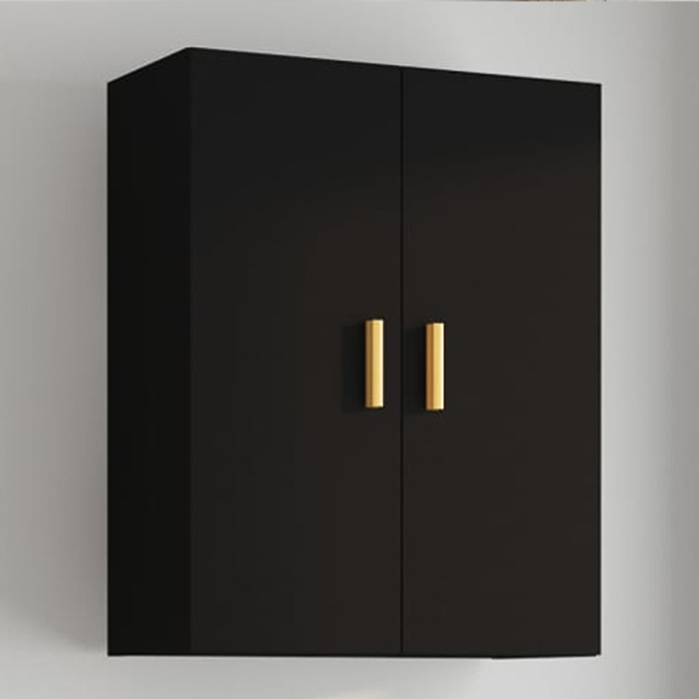 vidaXL 2 Door Black Hanging Wall Cabinet Image 1