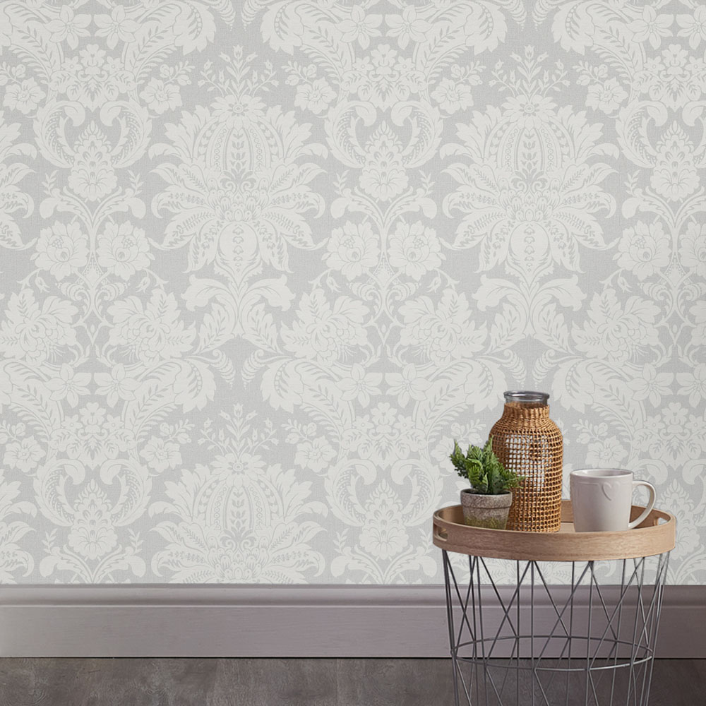 Superfresco Easy Venetian Damask Grey Wallpaper Image 4