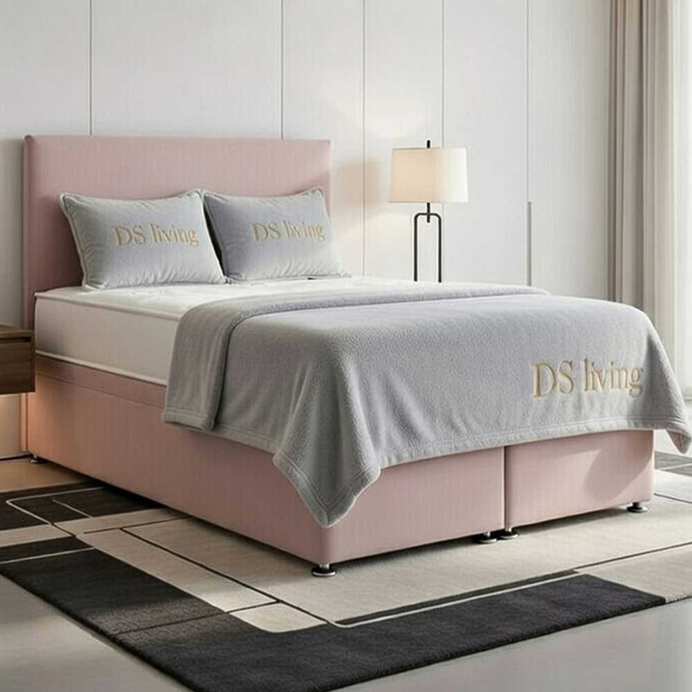 DS Living Prima Double Pink Plush Divan Bed Image 1