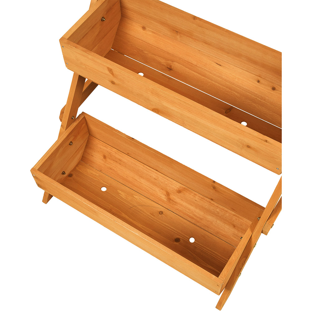 Living and Home 3-Tier Reddish Brown Wooden Planter Box with Drainage Holes Image 4