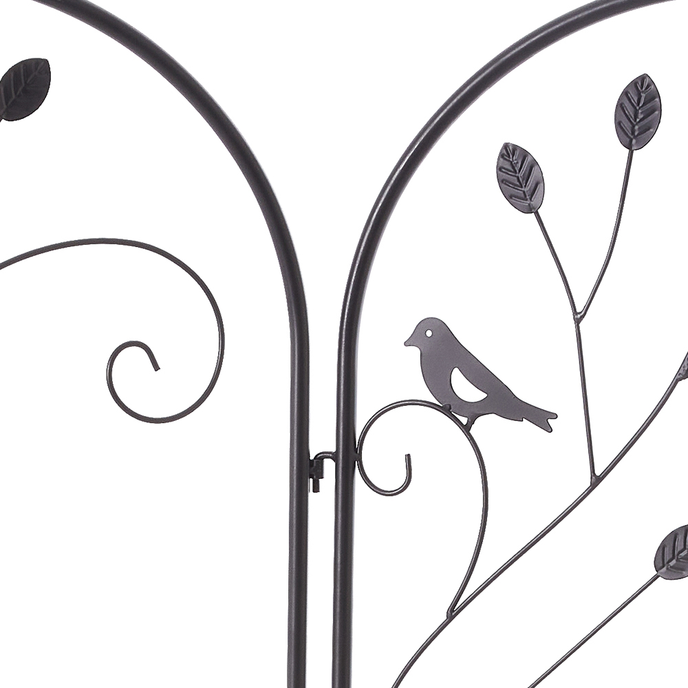 Living and Home Black Bird and Vine Arched Wrought Iron Garden Trellis Image 4