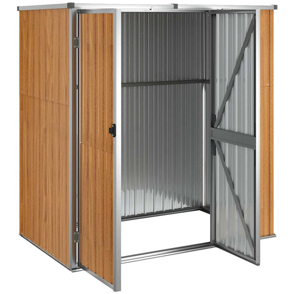 vidaXL 5.3 x 2.9ft Brown Galvanised Steel Pent Garden Shed Image 4