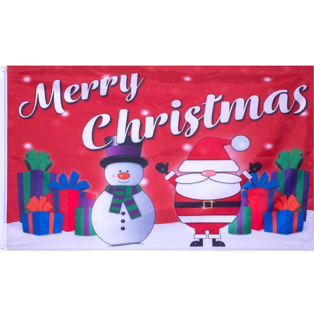 St Helens Red Merry Christmas Flag with 2 Metal Grommets Image 2