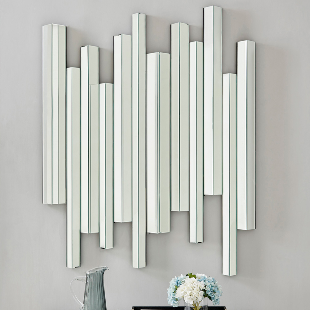 Furniturebox Aurora Large Silver Contemporary Modern Wall Mirror Image 6