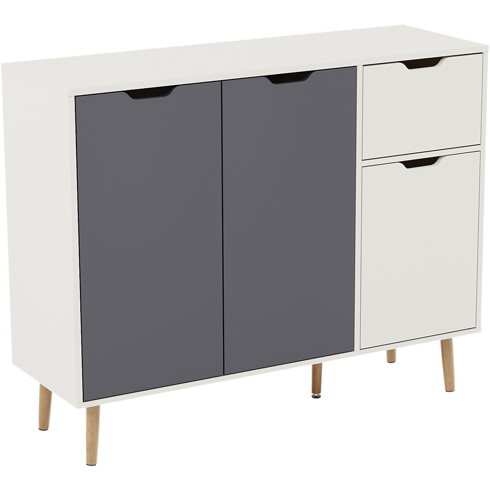 Vida Designs 3 Door Single Drawer Grey and White Sideboard Image 2