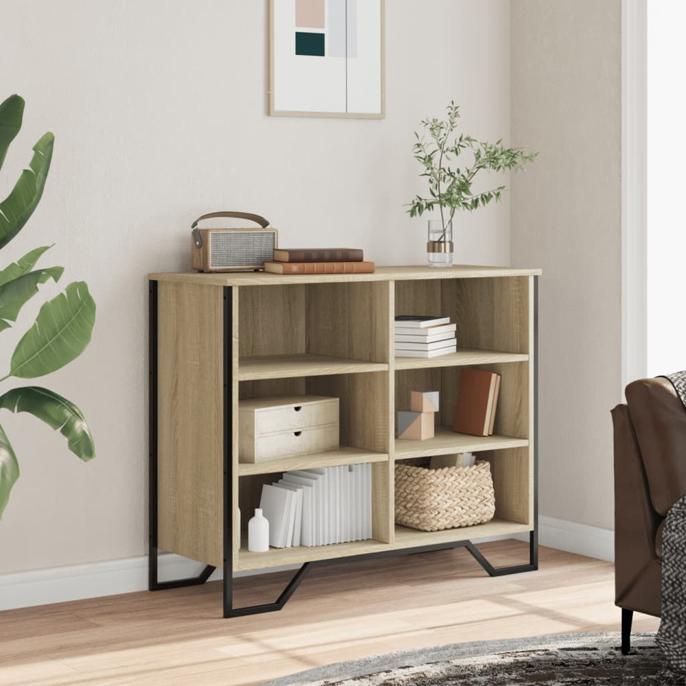 vidaXL 6 Open Shelf Sonoma Oak Sideboard Image 3