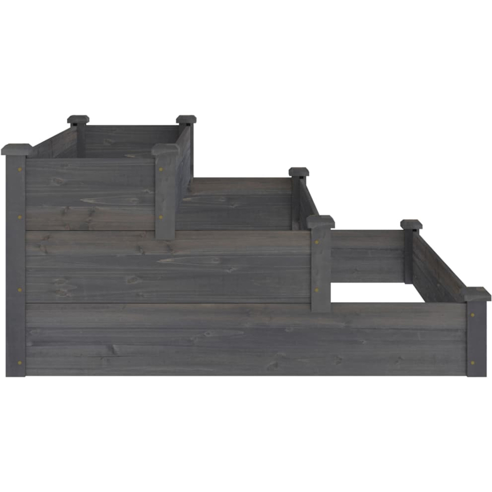 vidaXL 3 Tier Grey Fir Wood Raised Garden Bed 56 x 120 x 120cm Image 4