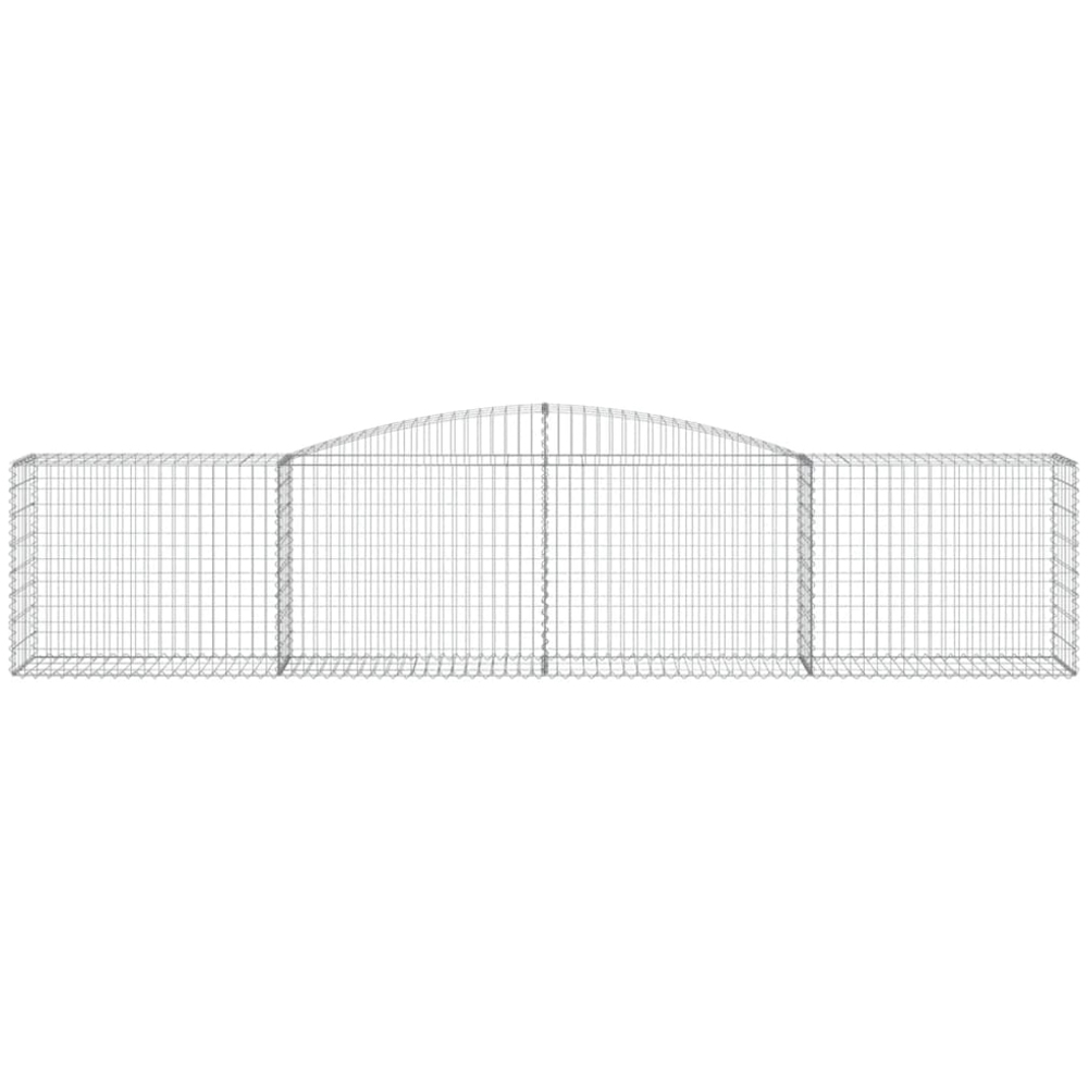 vidaXL Silver Galvanised Iron Arched Gabion Basket 400 x 50 x 80/100cm 9 Pack Image 3