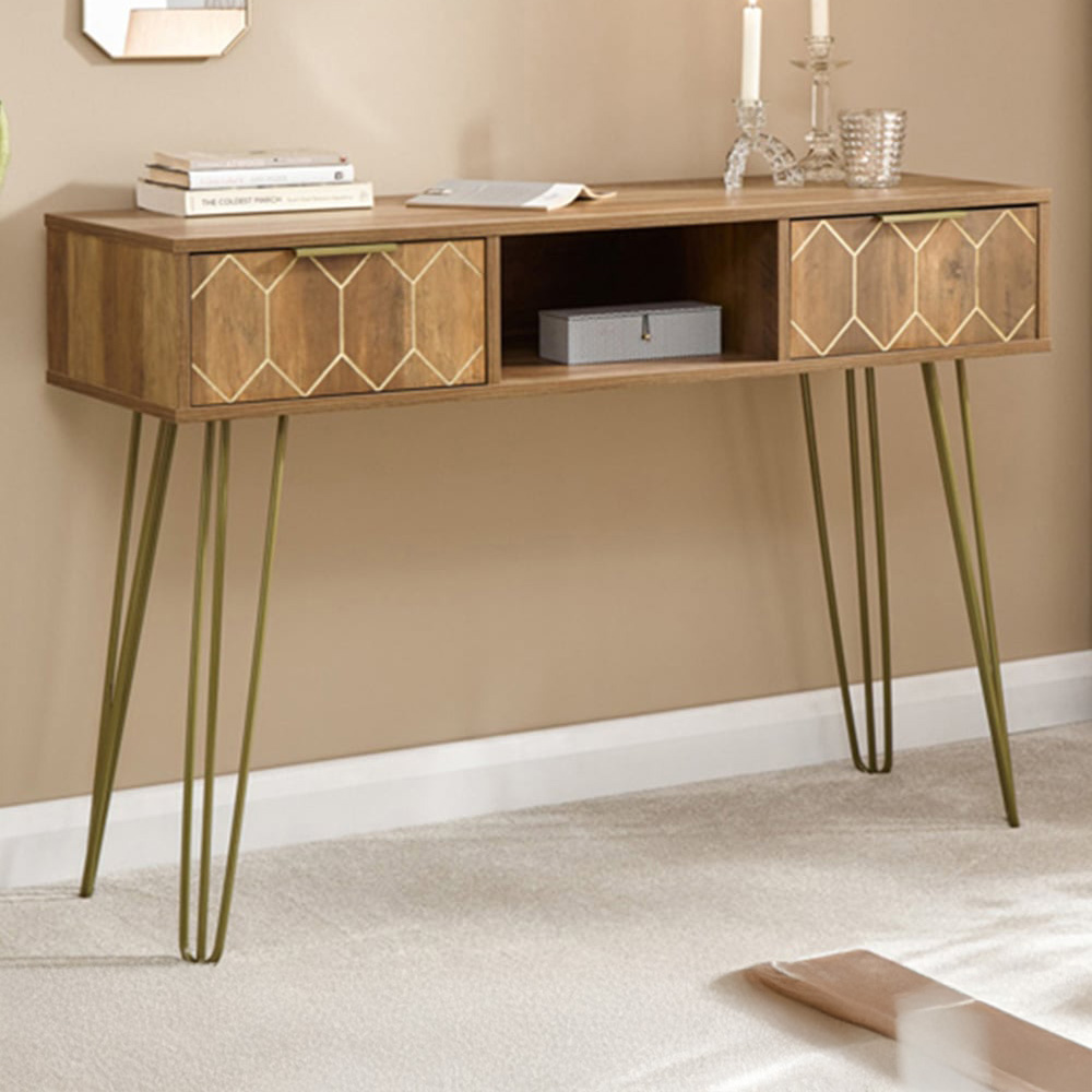 GFW Orleans 2 Drawer Mango Yellow Console Desk Image 1