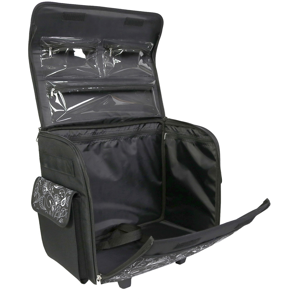 Everything Mary EVM8800-19 Black White Leaf Swirls Sewing Machine Trolley Bag 41.9 x 22.8 x 34.3cm Image 6