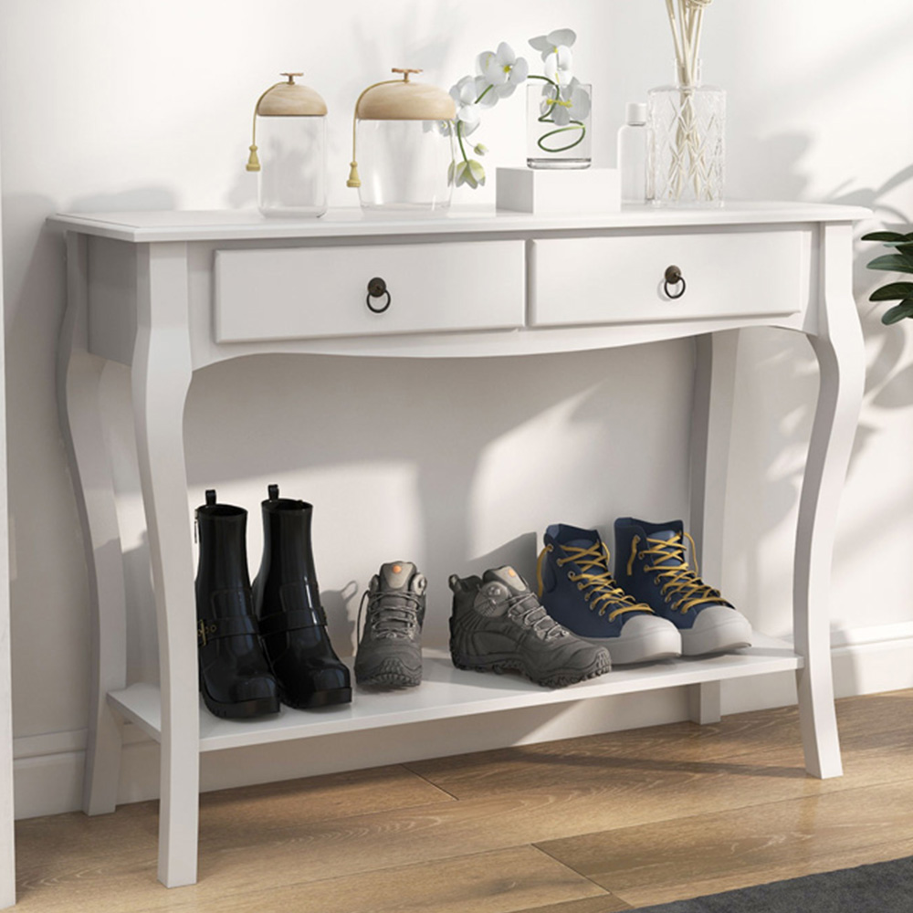Portland 2 Drawer Ivory White Console Table Image 1