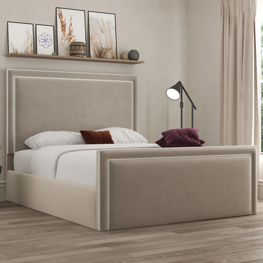 DS Living Verona Single Bistra Beige Piping Bed Frame Image 1