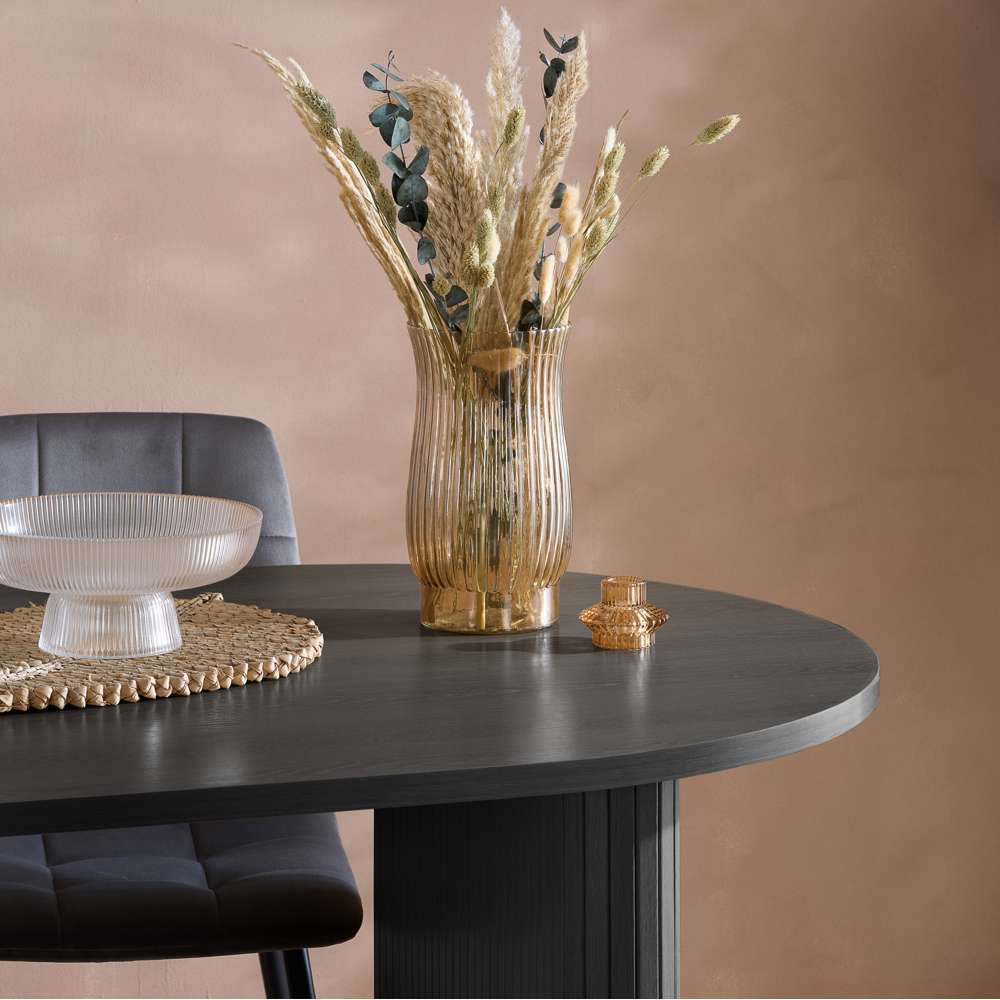 Birlea Axel 4 Seater Oval Fluted Dining Set Black Image 7