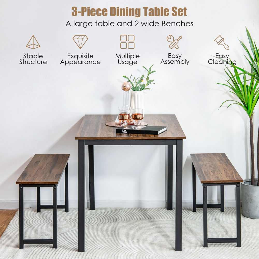 Costway 4 Seater Dining Breakfast Table Set Coffee Image 7