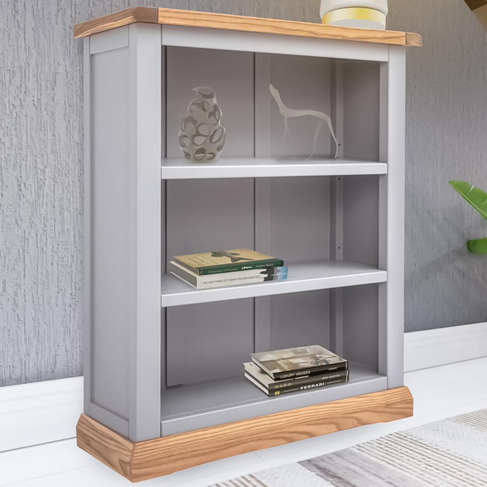 Biccari 3 Shelf Grey Bookcase Image 1