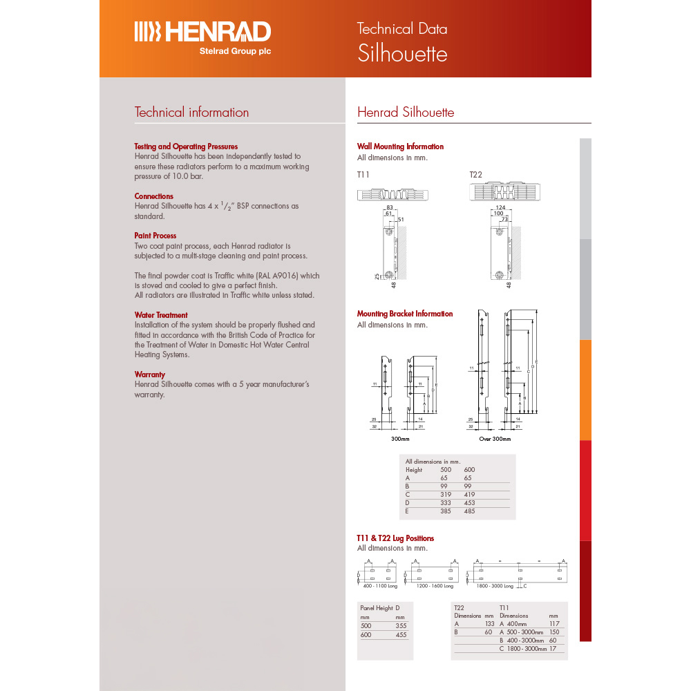 Henrad by Stelrad Silhouette K1 Radiator 600 x 1100mm Image 4