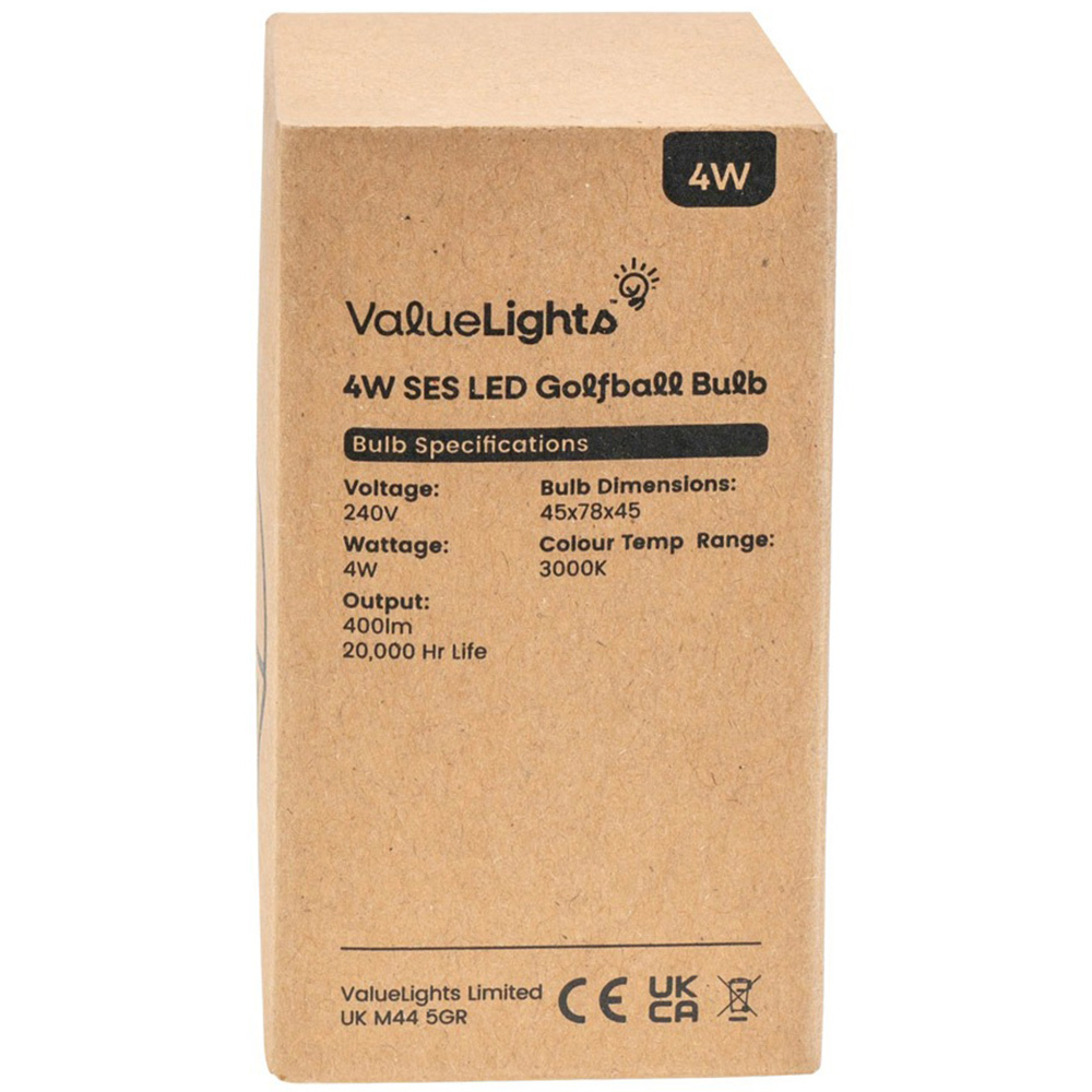 ValueLights 20 Pack E14 LED 4W 3000K Warm White Golfball Light Bulbs Image 3