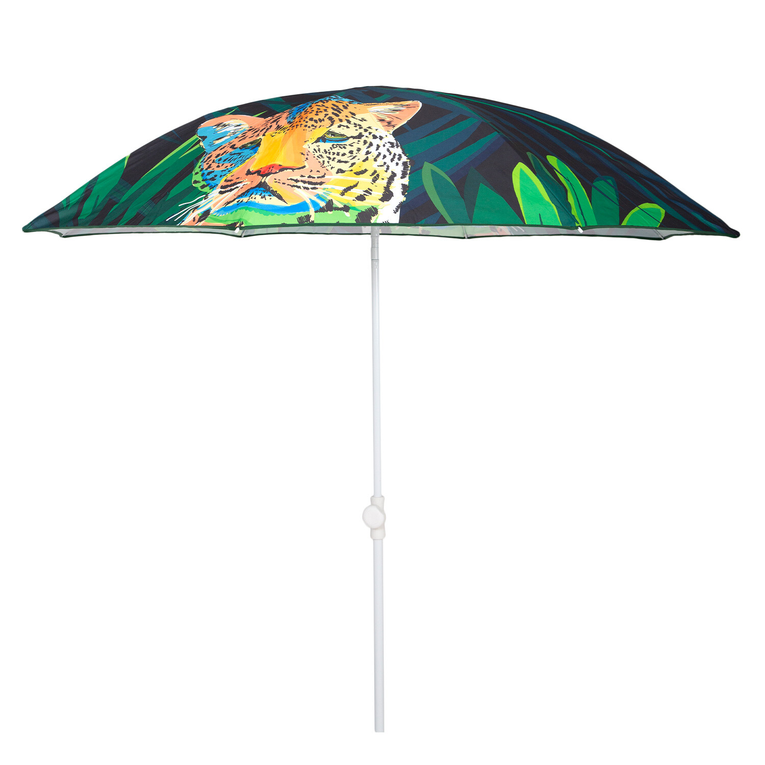 Leopard Print Green Beach Umbrella Parasol 1.7m Image 1