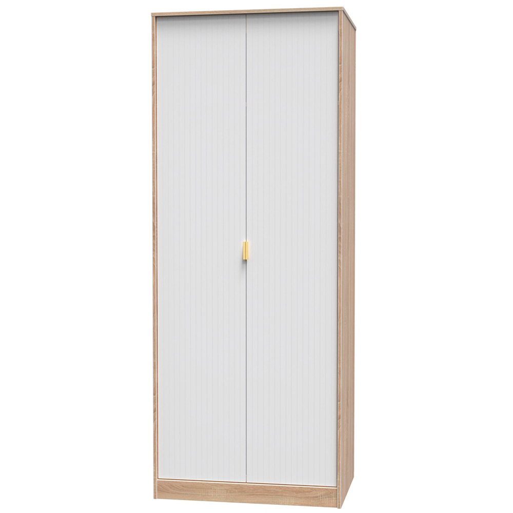 Crowndale 2 Door White Matt and Bardolino Oak Wardrobe Ready Assembled Image 2