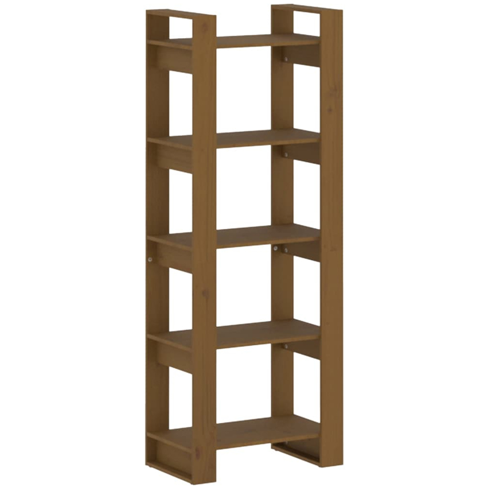 vidaXL 5 Shelf Honey Brown Solid Wood Bookcase Image 2