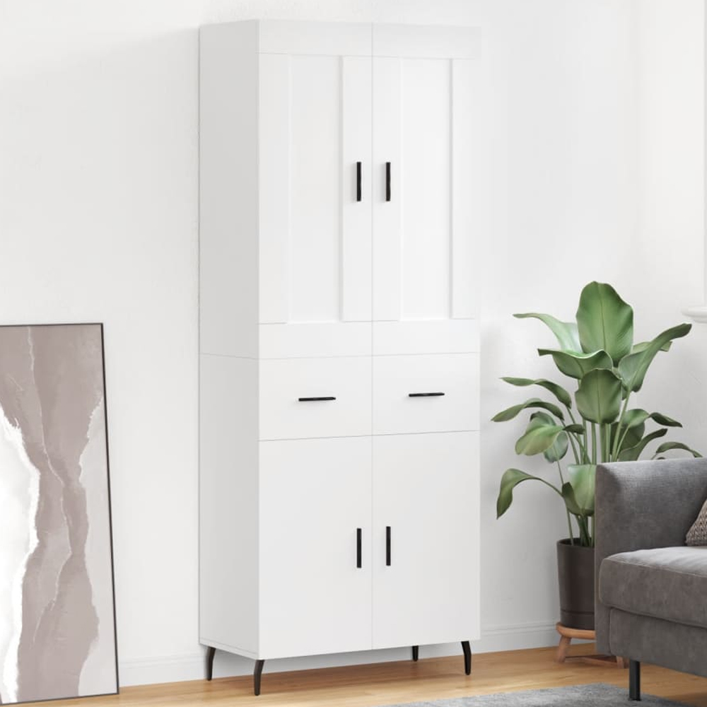vidaXL 4 Door 2 Drawer White Highboard Image 1