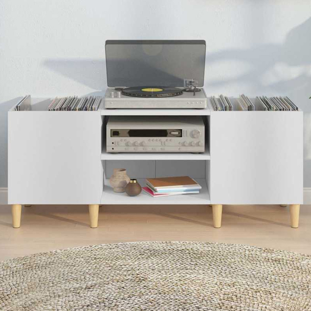 vidaXL 2 Shelf White Record Cabinet Image 1