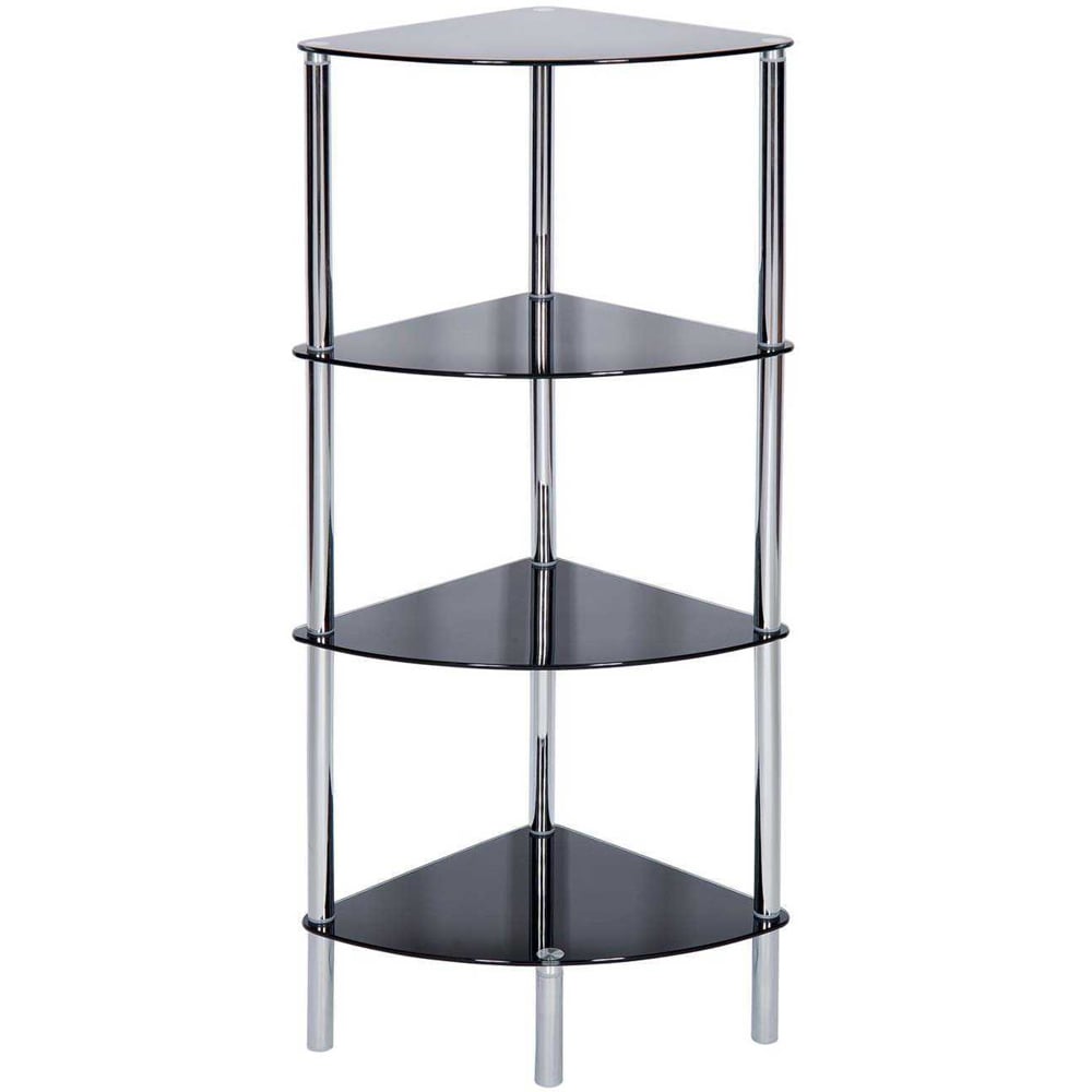 Sierra 4 Tier Corner Shelving Unit Black Image 2