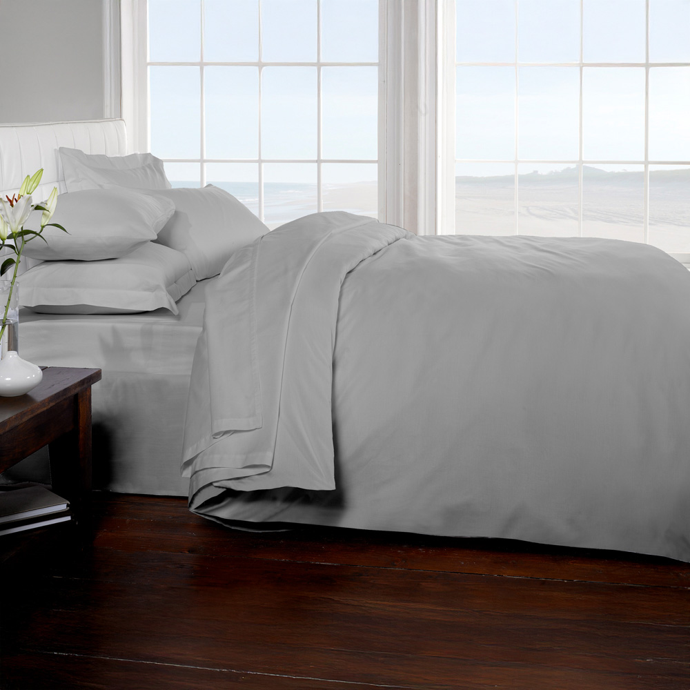 Rapport Home Double Silver 200 Thread Count Cotton Percale Quilt Cover Image 2