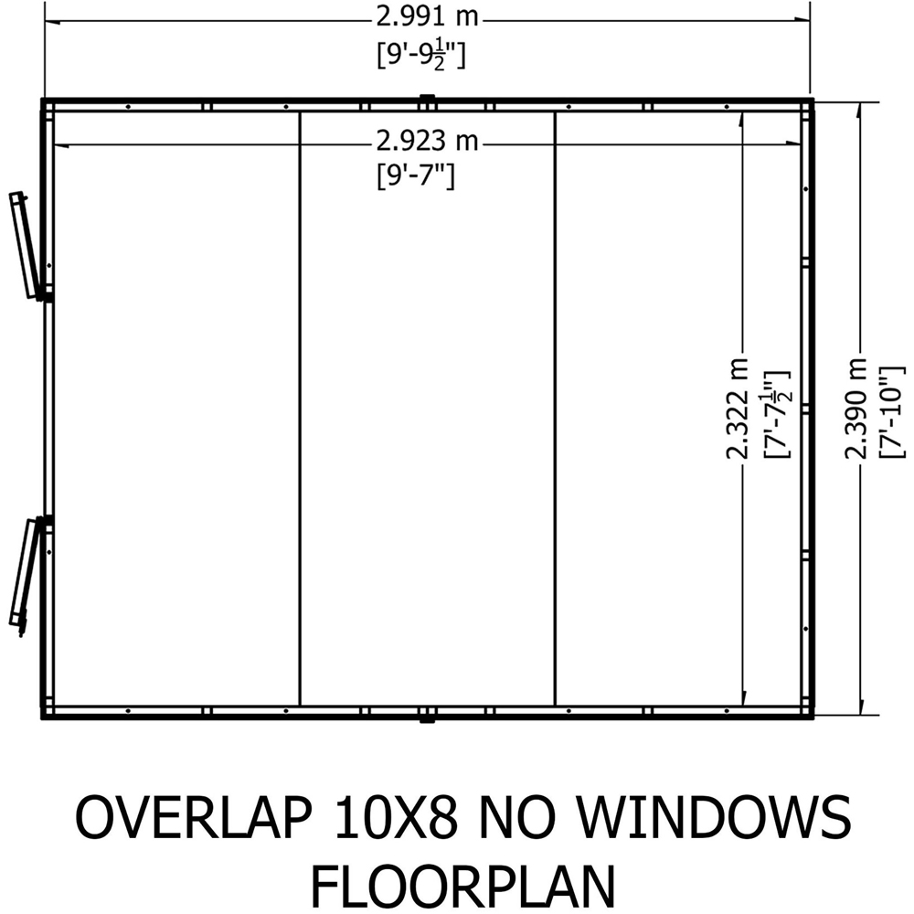 Shire 10 x 8ft Double Door Dip Treated Overlap Apex Shed Image 9